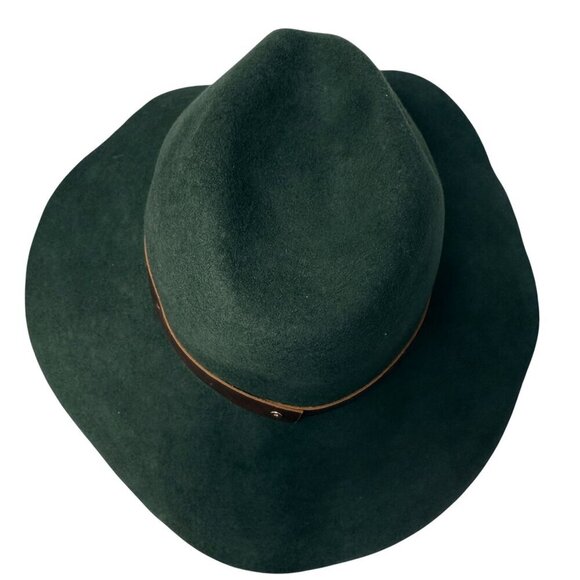 Wyeth Rancher Hat Hunter Green 100 % Wool Womens Fedora Felt One Size - Picture 9 of 13
